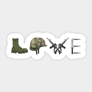 Love Military Veteran Patriotic American 4th Of July Sticker